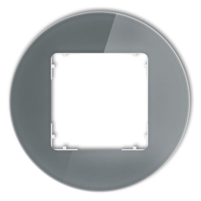 Ramka uniwersalna pojedyncza okrągła - efekt szkła (ramka: grafitowa, spód: biały) Efekt Szkła - Grafitowy Karlik ICON - 28-0-IRSO-1