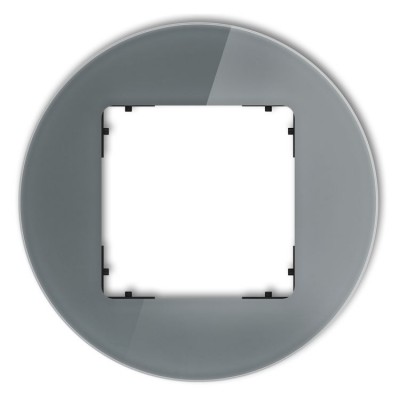 Ramka uniwersalna pojedyncza okrągła - efekt szkła (ramka: grafitowa, spód: czarny) Efekt Szkła - Grafitowy Karlik ICON - 28-12-IRSO-1