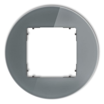 Ramka uniwersalna pojedyncza okrągła - efekt szkła (ramka: grafitowa, spód: grafitowy mat) Efekt Szkła - Grafitowy Karlik ICON - 28-28-IRSO-1