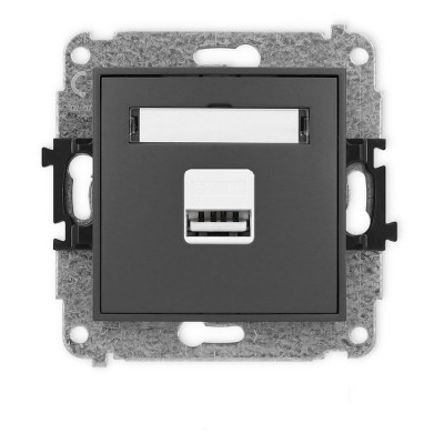 Mechanizm ładowarki USB pojedynczej USB A, 5W max., 5V, 1A Grafitowy Mat Karlik ICON - 28ICUSB-1