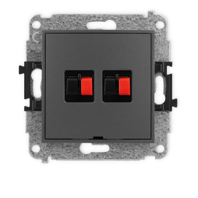 Mechanizm gniazda głośnikowego podwójnego, bez pola opisowego Grafitowy Mat Karlik ICON - 28IGGBO-2