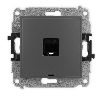Mechanizm gniazda komputerowego pojedynczego 1xRJ45, kat. 5e, 8-stykowy, bez pola opisowego Grafitowy Mat Karlik ICON - 28IGKBO-1