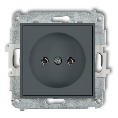 Mechanizm gniazda pojedynczego bez uziemienia 2P (bez przesłon torów prądowych) Grafitowy Mat Karlik ICON - 28IGP-1