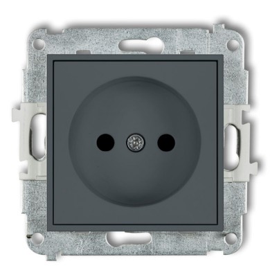 Mechanizm gniazda pojedynczego bez uziemienia 2P (przesłony torów prądowych) Grafitowy Mat Karlik ICON - 28IGP-1p