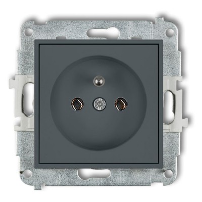 Mechanizm gniazda pojedynczego z uziemieniem 2P+Z (bez przesłon torów prądowych) Grafitowy Mat Karlik ICON - 28IGP-1z