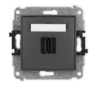Mechanizm gniazda pojedynczego HDMI 2.0, 4K Grafitowy Mat Karlik ICON - 28IHDMI-3