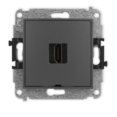 Mechanizm gniazda pojedynczego HDMI 2.1, 8K, bez pola opisowego Grafitowy Mat Karlik ICON - 28IHDMIBO-5