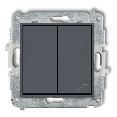 Mechanizm łącznika jednobiegunowego ze schodowym (osobne zasilanie) Grafitowy Mat Karlik ICON - 28IWP-10.2