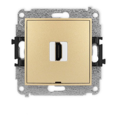 Mechanizm gniazda pojedynczego HDMI 2.0, 4K, bez pola opisowego Złoty Karlik ICON - 29IHDMIBO-3