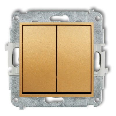 Mechanizm łącznika jednobiegunowego ze schodowym (dwa klawisze bez piktogramów, wspólne zasilanie) Złoty 29IWP-10.11 Karlik ICON