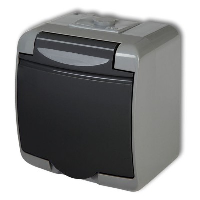 30GHE-1 Gniazdo pojedyncze z uziemieniem 2P+Z (klapka grafitowa, bez przesłon) Popielato-Grafitowy