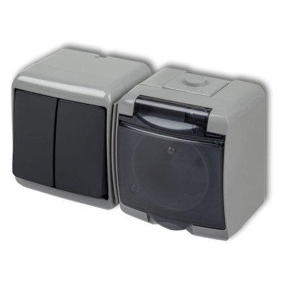 30WGHH-2d Łącznik świecznikowy z gniazdem pojedynczym z uziemieniem 2P+Z (klapka dymna, bez przesłon) Popielato-Grafitowy