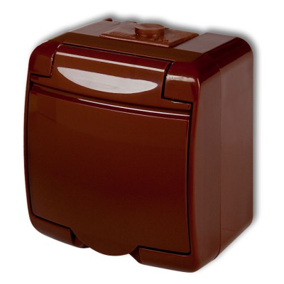 4GHE-1 Gniazdo pojedyncze z uziemieniem 2P+Z (klapka brązowa, bez przesłon) Brązowy