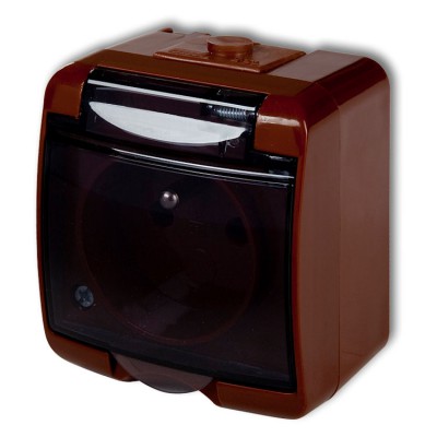 4GHE-1dp Gniazdo pojedyncze z uziemieniem 2P+Z (klapka dymna, przesłony torów prądowych) Brązowy