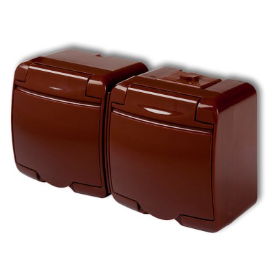 4GHE-2p Gniazdo podwójne z uziemieniem 2x(2P+Z) (klapka brązowa, przesłony torów prądowych) Brązowy