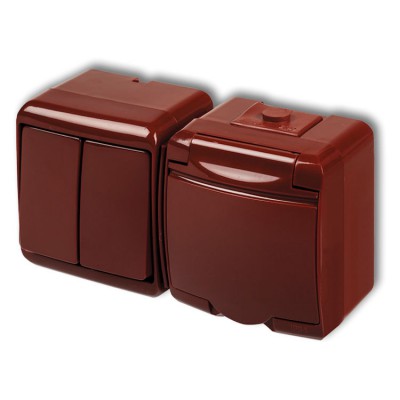 4WGHH-2 Łącznik świecznikowy z gniazdem pojedynczym z uziemieniem 2P+Z (klapka brązowa, bez przesłon) Brązowy