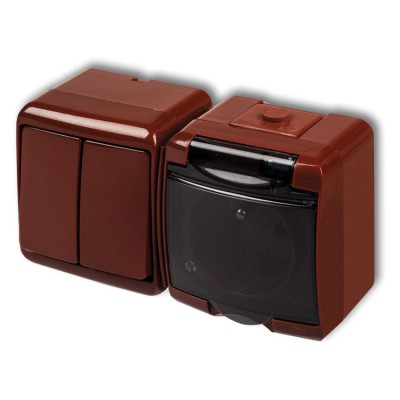 4WGHH-2dp Łącznik świecznikowy z gniazdem pojedynczym z uziemieniem 2P+Z (klapka dymna, przesłony torów prądowych) Brązowy