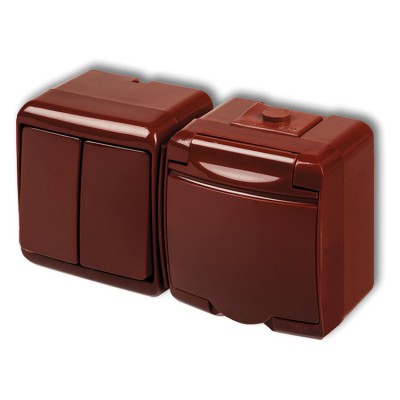 4WGHH-2p Łącznik świecznikowy z gniazdem pojedynczym z uziemieniem 2P+Z (klapka brązowa, przesłony torów prądowych) Brązowy