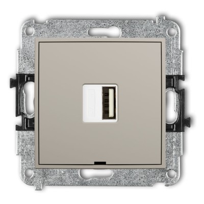 60ICUSBBO-1 Mechanizm ładowarki USB pojedynczej USB A, 5W max., 5V, 1A, bez pola opisowego Taupe
