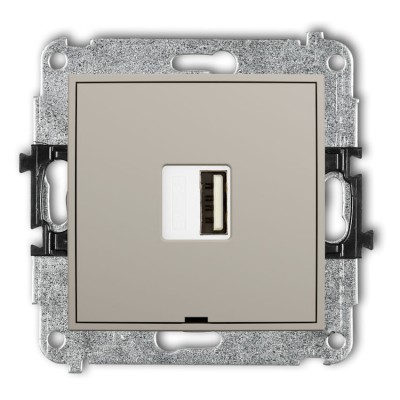 60ICUSBBO-3 Mechanizm ładowarki USB pojedynczej USB A, 10W max., 5V, 2A, bez pola opisowego Taupe