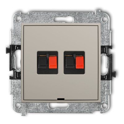 Mechanizm gniazda głośnikowego podwójnego, bez pola opisowego Taupe Karlik ICON - 60IGGBO-2
