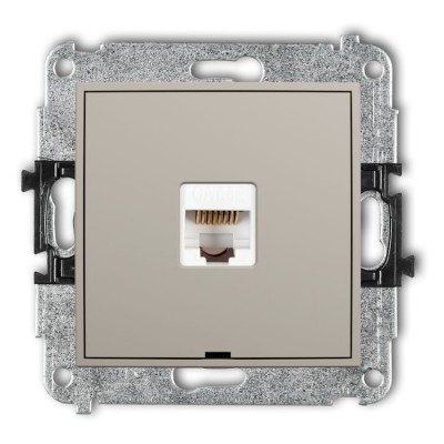 60IGKBO-1 Mechanizm gniazda komputerowego pojedynczego 1xRJ45, kat. 5e, 8-stykowy, bez pola opisowego Taupe