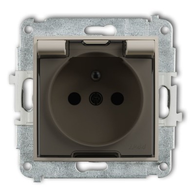 60IGPB-1zdp Mechanizm gniazda bryzgoszczelnego z uziemieniem 2P+Z (klapka dymna, przesłony torów prądowych) Taupe