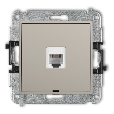 60IGTBO-1 Mechanizm gniazda telefonicznego pojedynczego 1xRJ11, 4-stykowy, beznarzędziowe, bez pola opisowego Taupe