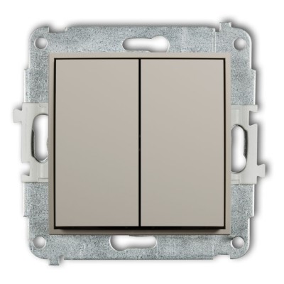60IWP-44.1 Mechanizm łącznika zwiernego, świecznikowego (dwa klawisze bez piktogramów, wspólne zasilanie) Taupe