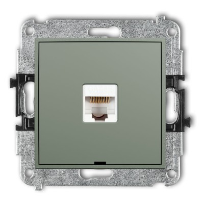 61IGKBO-1 Mechanizm gniazda komputerowego pojedynczego 1xRJ45, kat. 5e, 8-stykowy, bez pola opisowego Szałwiowy
