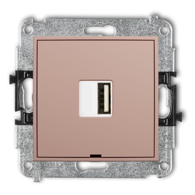 62ICUSBBO-1 Mechanizm ładowarki USB pojedynczej USB A, 5W max., 5V, 1A, bez pola opisowego Łososiowy