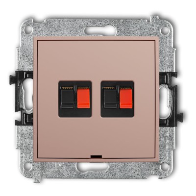 Mechanizm gniazda głośnikowego podwójnego, bez pola opisowego Łososiowy Karlik ICON - 62IGGBO-2
