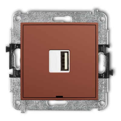 63ICUSBBO-1 Mechanizm ładowarki USB pojedynczej USB A, 5W max., 5V, 1A, bez pola opisowego Terakota