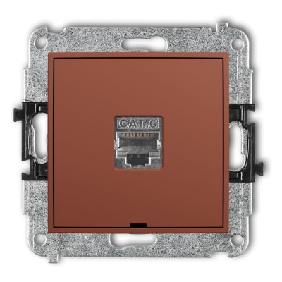 63IGKBO-1e Mechanizm gniazda komputerowego pojedynczego 1xRJ45, kat. 5e, ekranowany, 8-stykowy, bez pola opisowego Terakota