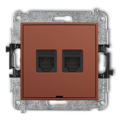 63IGTBO-2 Mechanizm gniazda telefonicznego podwójnego 2xRJ11, 4-stykowy, beznarzędziowe, bez pola opisowego Terakota