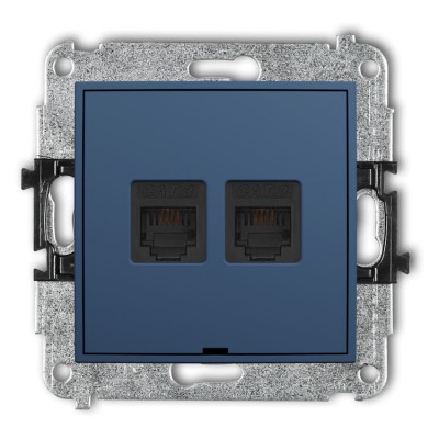 64IGTBO-2 Mechanizm gniazda telefonicznego podwójnego 2xRJ11, 4-stykowy, beznarzędziowe, bez pola opisowego Navy Blue