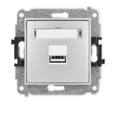Mechanizm ładowarki USB pojedynczej USB A, 5W max., 5V, 1A Srebrny Metalik Karlik ICON - 7ICUSB-1
