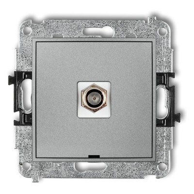 7IGFBO-1 Mechanizm gniazda antenowego pojedynczego typu F (SAT) niklowany, bez pola opisowego Srebrny Metalik