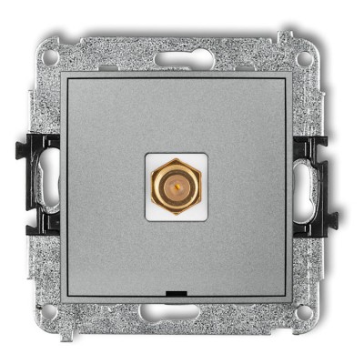 7IGFBO-1.1 Mechanizm gniazda antenowego pojedynczego typu F (SAT) pozłacany, bez pola opisowego Srebrny Metalik