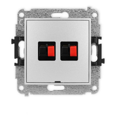 Mechanizm gniazda głośnikowego podwójnego, bez pola opisowego Srebrny Metalik Karlik ICON - 7IGGBO-2