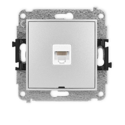 Mechanizm gniazda komputerowego pojedynczego 1xRJ45, kat. 5e, 8-stykowy, bez pola opisowego Srebrny Metalik Karlik ICON - 7IGKBO-1