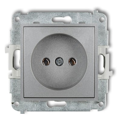 Mechanizm gniazda pojedynczego bez uziemienia 2P (bez przesłon torów prądowych) Srebrny Metalik Karlik ICON - 7IGP-1