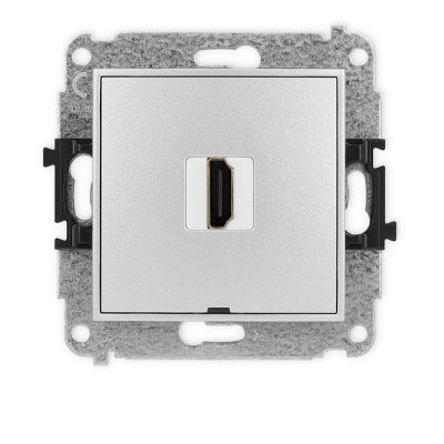 Mechanizm gniazda pojedynczego HDMI 2.1, 8K, bez pola opisowego Srebrny Metalik Karlik ICON - 7IHDMIBO-5