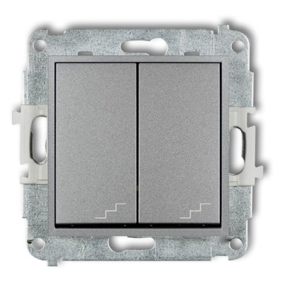 Mechanizm łącznika podwójnego schodowego Srebrny Metalik Karlik ICON - 7IWP-33