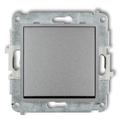 Mechanizm łącznika zwiernego, jednobiegunowego (jeden klawisz bez piktogramu) Srebrny Metalik Karlik ICON - 7IWP-4.1