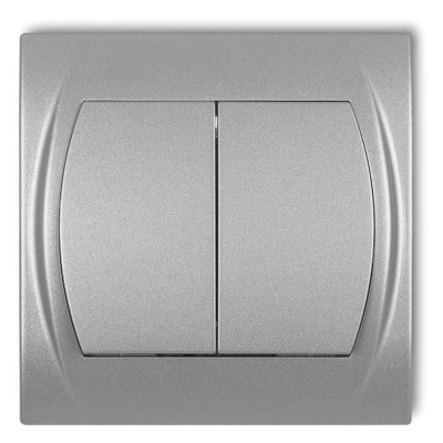 Łącznik jednobiegunowy ze schodowym (dwa klawisze bez piktogramów, wspólne zasilanie) Srebrny Metalik Karlik LOGO - 7LWP-10.11