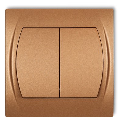 Łącznik jednobiegunowy ze schodowym (dwa klawisze bez piktogramów, wspólne zasilanie) Złoty Metalik Karlik LOGO - 8LWP-10.11