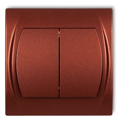 Łącznik jednobiegunowy ze schodowym podświetlany (dwa klawisze bez piktogramów, wspólne zasilanie) Brązowy Metalik Karlik LOGO - 9LWP-10L.11