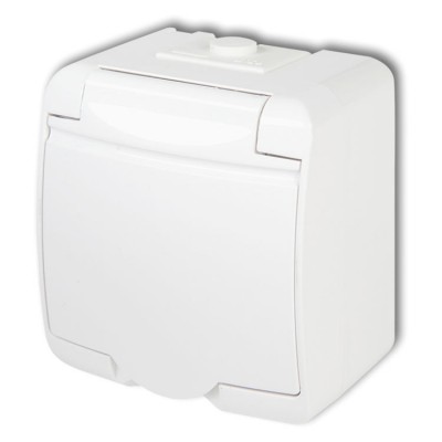 GHE-1 Gniazdo pojedyncze z uziemieniem 2P+Z (klapka biała, bez przesłon) Biały