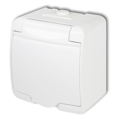 GHE-1p Gniazdo pojedyncze z uziemieniem 2P+Z (klapka biała, przesłony torów prądowych) Biały